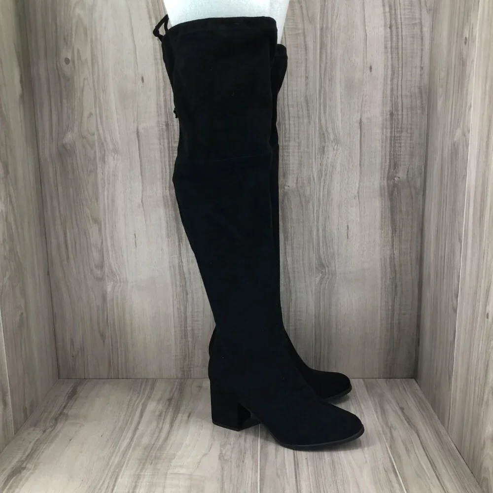 Unisa OTK Boots Womens 8.5 Black Pull On Over The Knee